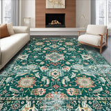 Ultra Soft Area Rug, Non Slip, Stain Resistant, Washable Area Rugs for Living Room, Bedroom, Vintage Floral Boho Charm(Green)