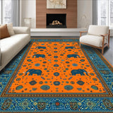 Ultra Soft Area Rug, Non Slip, Stain Resistant, Washable Area Rugs for Living Room, Bedroom, Playful Orange and Blue Fusion(Orange)