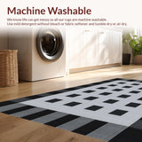 Ultra Soft Area Rug, Non Slip, Stain Resistant, Washable Area Rugs for Living Room, Bedroom, Elegant Geometric Patterned Design(Black)