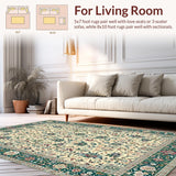 Ultra Soft Area Rug, Non Slip, Stain Resistant, Washable Area Rugs for Living Room, Bedroom, Rustic Vintage Distressed Visuals(Ivory)