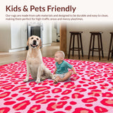 Ultra Soft Area Rug, Non Slip, Stain Resistant, Washable Area Rugs for Living Room, Bedroom, Charming Animal Print Delight(Pink)