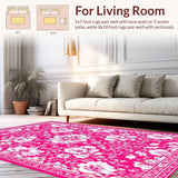 Ultra Soft Area Rug, Non Slip, Stain Resistant, Washable Area Rugs for Living Room, Bedroom, Vibrant Hot Pink Abstract Design(Pink)