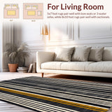 Ultra Soft Area Rug, Non Slip, Stain Resistant, Washable Area Rugs for Living Room, Bedroom, Coal & Bone Stripe Woven Rug Reversible Floor Decor(Gray)