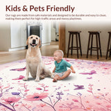 Ultra Soft Area Rug, Non Slip, Stain Resistant, Washable Area Rugs for Living Room, Bedroom, Charming Whimsical Butterfly Motif(Pink)