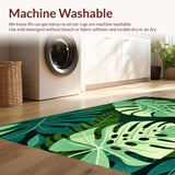 Ultra Soft Area Rug, Non Slip, Stain Resistant, Washable Area Rugs for Living Room, Bedroom, Monstera Plant Bathroom Rug Washable and Cute(Green)