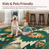 Ultra Soft Area Rug, Non Slip, Stain Resistant, Washable Area Rugs for Living Room, Bedroom, Rustic Arrow Pattern with Warm Tones(Green)