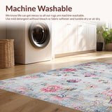 Ultra Soft Area Rug, Non Slip, Stain Resistant, Washable Area Rugs for Living Room, Bedroom, Minimalist Modern Soft Floral Arrangement(Gray)