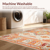 Ultra Soft Area Rug, Non Slip, Stain Resistant, Washable Area Rugs for Living Room, Bedroom, Elegant Tiled Artisan Design(Orange)