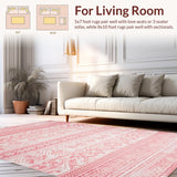 Ultra Soft Area Rug, Non Slip, Stain Resistant, Washable Area Rugs for Living Room, Bedroom, Rustic Textured Shag with Warm Hues(Red)