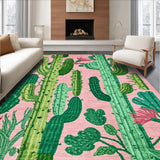Ultra Soft Area Rug, Non Slip, Stain Resistant, Washable Area Rugs for Living Room, Bedroom, Whimsical Bright Green Leaf Style(Pink)