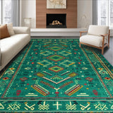 Ultra Soft Area Rug, Non Slip, Stain Resistant, Washable Area Rugs for Living Room, Bedroom, Chic Antique Green Floral Motif(Blue)