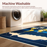 Ultra Soft Area Rug, Non Slip, Stain Resistant, Washable Area Rugs for Living Room, Bedroom, Chic Earth Design Playroom Non-Slip Rug(Blue)