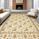 Ultra Soft Area Rug, Non Slip, Stain Resistant, Washable Area Rugs for Living Room, Bedroom, Timeless Classic Flower Arrangement(Beige)