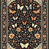 Ultra Soft Area Rug, Non Slip, Stain Resistant, Washable Area Rugs for Living Room, Bedroom, Whimsical Floral Insect Aesthetic(Black)