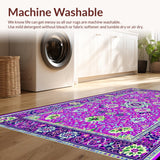 Ultra Soft Area Rug, Non Slip, Stain Resistant, Washable Area Rugs for Living Room, Bedroom, Serene Abstract Botanical Design(Purple)