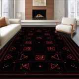 Ultra Soft Area Rug, Non Slip, Stain Resistant, Washable Area Rugs for Living Room, Bedroom, Stylish Retro Gaming Symbolism(Black)