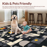 Ultra Soft Area Rug, Non Slip, Stain Resistant, Washable Area Rugs for Living Room, Bedroom, Lively Black and White Pattern(Gray)