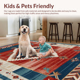 Ultra Soft Area Rug, Non Slip, Stain Resistant, Washable Area Rugs for Living Room, Bedroom, Southwestern Red Living Room Vintage Medallion Rug(Red)