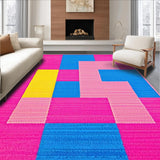 Ultra Soft Area Rug, Non Slip, Stain Resistant, Washable Area Rugs for Living Room, Bedroom, Whimsical Pink Geometric Play Surface(Pink)