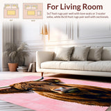 Ultra Soft Area Rug, Non Slip, Stain Resistant, Washable Area Rugs for Living Room, Bedroom, Whimsical Pink Brown Pattern(Brown)