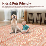 Ultra Soft Area Rug, Non Slip, Stain Resistant, Washable Area Rugs for Living Room, Bedroom, Elegant Desert Inspired Arrangement(Orange)