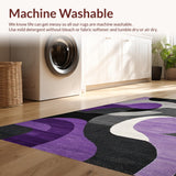 Ultra Soft Area Rug, Non Slip, Stain Resistant, Washable Area Rugs for Living Room, Bedroom, Dynamic Contemporary Striped Aesthetic(Purple)