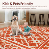 Ultra Soft Area Rug, Non Slip, Stain Resistant, Washable Area Rugs for Living Room, Bedroom, Sophisticated Textural Layered Design(Orange)