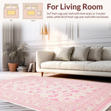 Ultra Soft Area Rug, Non Slip, Stain Resistant, Washable Area Rugs for Living Room, Bedroom, Charming Pastel Bow Aesthetic(Pink)