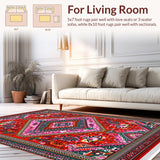 Ultra Soft Area Rug, Non Slip, Stain Resistant, Washable Area Rugs for Living Room, Bedroom, Vibrant Nature-Inspired Yoga Space Plush Carpet(Red)