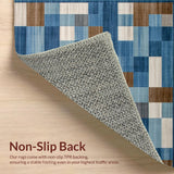 Ultra Soft Area Rug, Non Slip, Stain Resistant, Washable Area Rugs for Living Room, Bedroom, Elegant Earthy Toned Checkered Aesthetic(Blue)