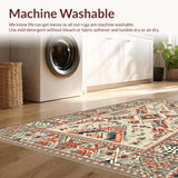 Ultra Soft Area Rug, Non Slip, Stain Resistant, Washable Area Rugs for Living Room, Bedroom, Stylish Minimalist Tribal Elements(Red)