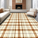 Modern Beige Plaid Area with Classic Tartan Lines and Texture(Beige)