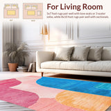 Ultra Soft Area Rug, Non Slip, Stain Resistant, Washable Area Rugs for Living Room, Bedroom, Colorful Geometric Bedroom Rug for Girls(Pink)