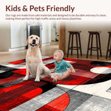 Ultra Soft Area Rug, Non Slip, Stain Resistant, Washable Area Rugs for Living Room, Bedroom, Modern Artistic Audio Vibes(Red)