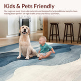 Ultra Soft Area Rug, Non Slip, Stain Resistant, Washable Area Rugs for Living Room, Bedroom, Washable Abstract Art Rug: Grey & Blue Watercolor-Inspired Design(Blue)