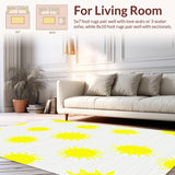 Ultra Soft Area Rug, Non Slip, Stain Resistant, Washable Area Rugs for Living Room, Bedroom, Playful Gray Yellow Whimsy(Yellow)