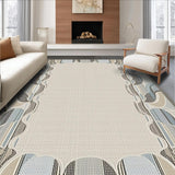 Ultra Soft Area Rug, Non Slip, Stain Resistant, Washable Area Rugs for Living Room, Bedroom, Rustic Off-White Curved Design(Beige)