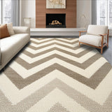 Ultra Soft Area Rug, Non Slip, Stain Resistant, Washable Area Rugs for Living Room, Bedroom, Contemporary Chevron Wool Rug for Minimal Decor(Beige)