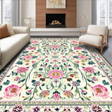 Ultra Soft Area Rug, Non Slip, Stain Resistant, Washable Area Rugs for Living Room, Bedroom, Lively Earth Tone Floral Accents(Ivory)