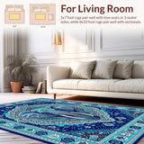 Ethnic Symbolic Patterned Floor Covering(Blue)