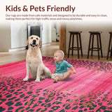 Ultra Soft Area Rug, Non Slip, Stain Resistant, Washable Area Rugs for Living Room, Bedroom, Vibrant Animal Print Aesthetic(Pink)