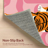 Ultra Soft Area Rug, Non Slip, Stain Resistant, Washable Area Rugs for Living Room, Bedroom, Charming Pink Tiger Playful Decor(Orange)