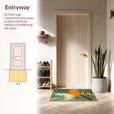 Ultra Soft Area Rug, Non Slip, Stain Resistant, Washable Area Rugs for Living Room, Bedroom, Artful Modern Organic Design(Orange)
