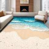 Ultra Soft Area Rug, Non Slip, Stain Resistant, Washable Area Rugs for Living Room, Bedroom, Ocean Wave Polyester Dorm Room Floor Mat(Blue)