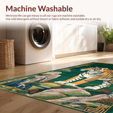 Ultra Soft Area Rug, Non Slip, Stain Resistant, Washable Area Rugs for Living Room, Bedroom, Artistic Tribal Design Element(Green)