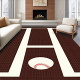 Ultra Soft Area Rug, Non Slip, Stain Resistant, Washable Area Rugs for Living Room, Bedroom, Whimsical Child-Friendly Baseball Design(Brown)