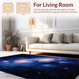 Ultra Soft Area Rug, Non Slip, Stain Resistant, Washable Area Rugs for Living Room, Bedroom, Whimsical Starfield Design Element(Blue)