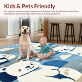 Ultra Soft Area Rug, Non Slip, Stain Resistant, Washable Area Rugs for Living Room, Bedroom, Delightful Nursery Cartoon Theme(Blue)