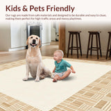 Basketweave Border Area with Subtle Chevron Lines and Neutral Tones Design(Beige)