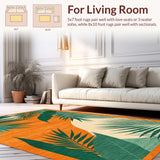 Ultra Soft Area Rug, Non Slip, Stain Resistant, Washable Area Rugs for Living Room, Bedroom, Artful Modern Organic Design(Orange)